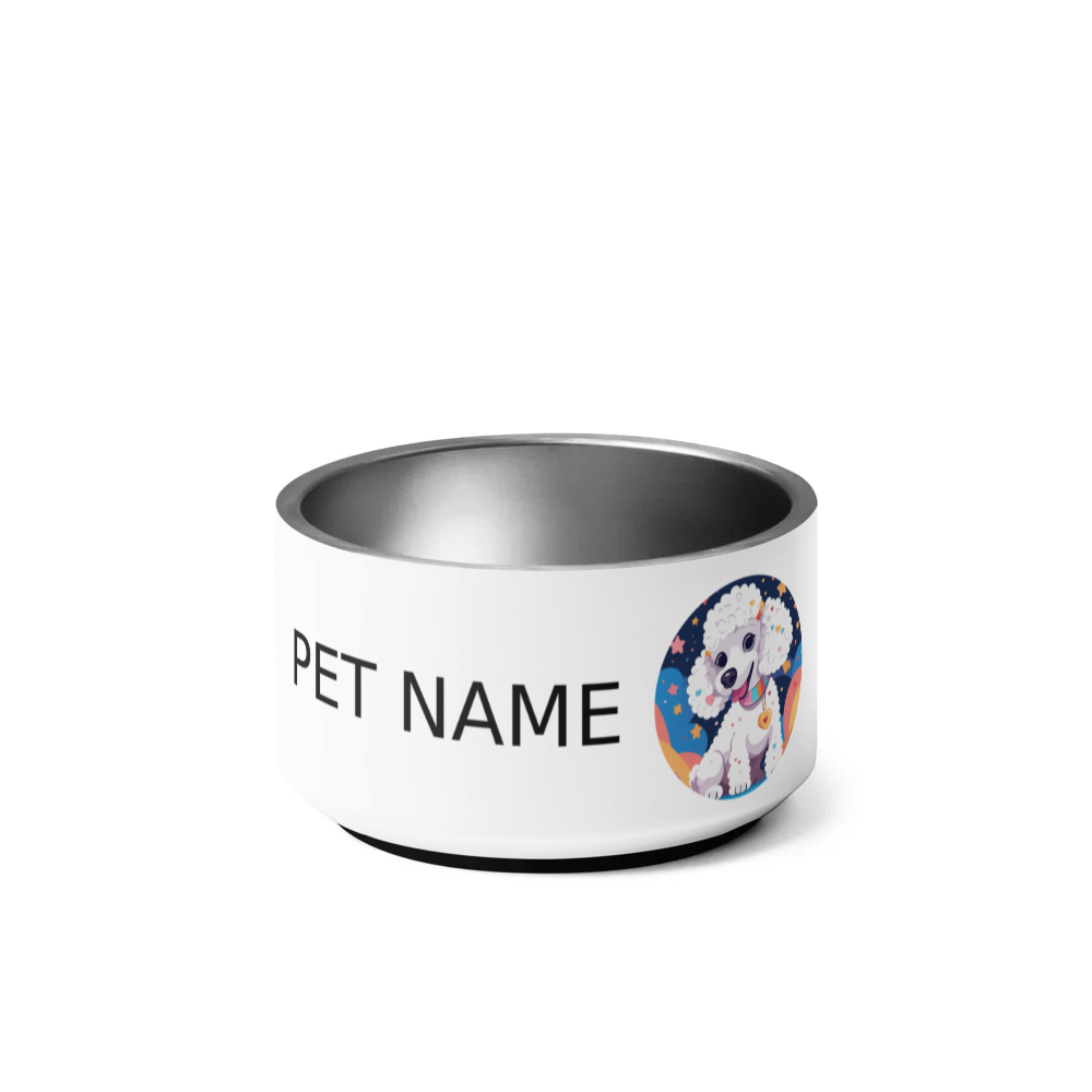 PugMug Custom White Poodle Pet Bowl