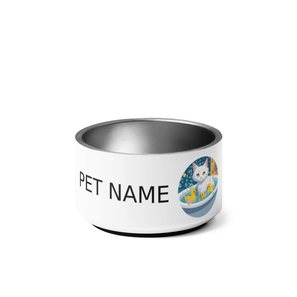PugMug Custom White Companion Cat Pet Bowl