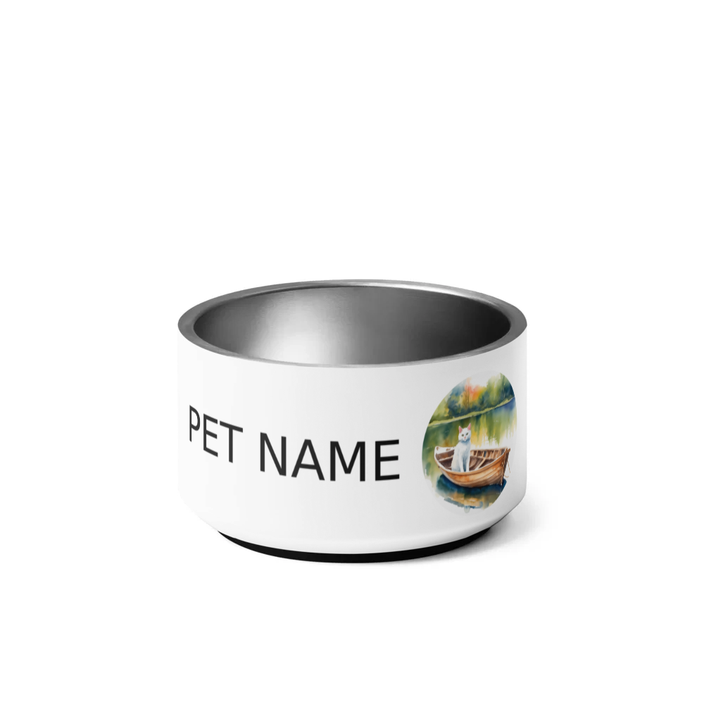 PugMug Custom White Companion Cat Pet Bowl