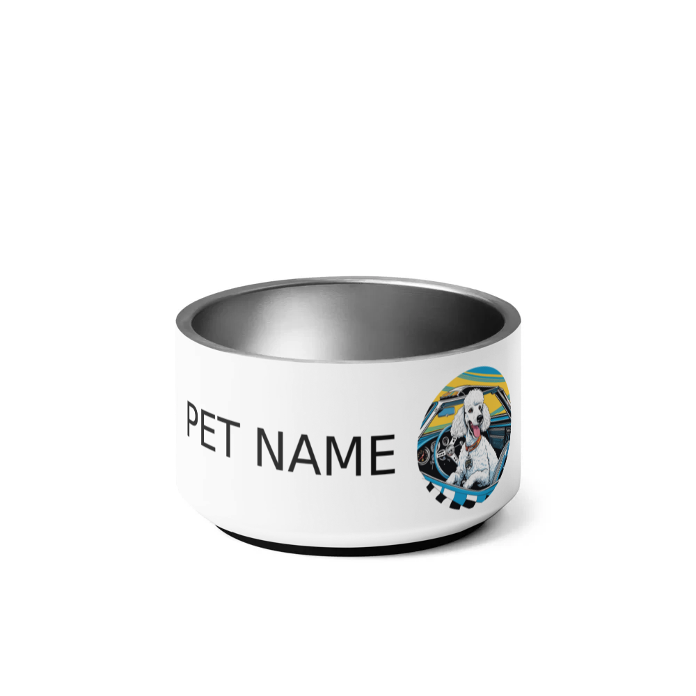 PugMug Custom White Poodle Pet Bowl