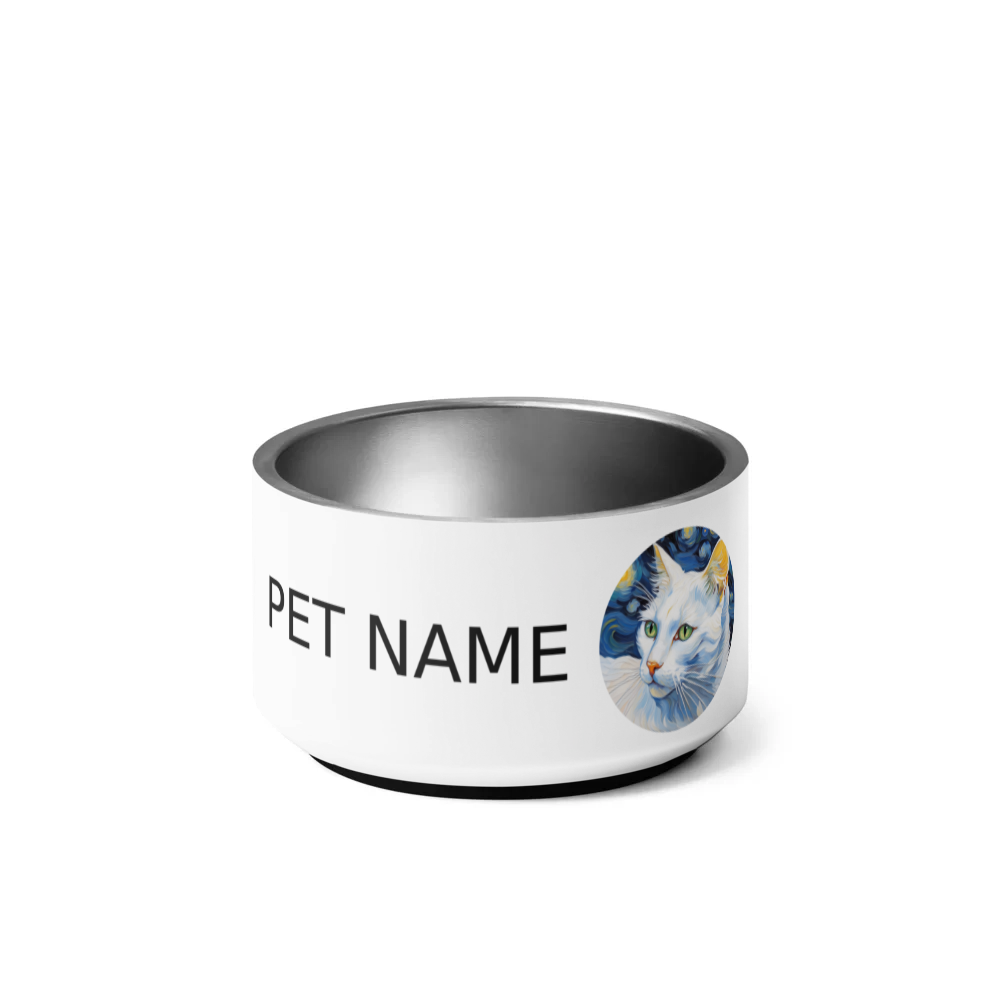 PugMug Custom White Companion Cat Pet Bowl