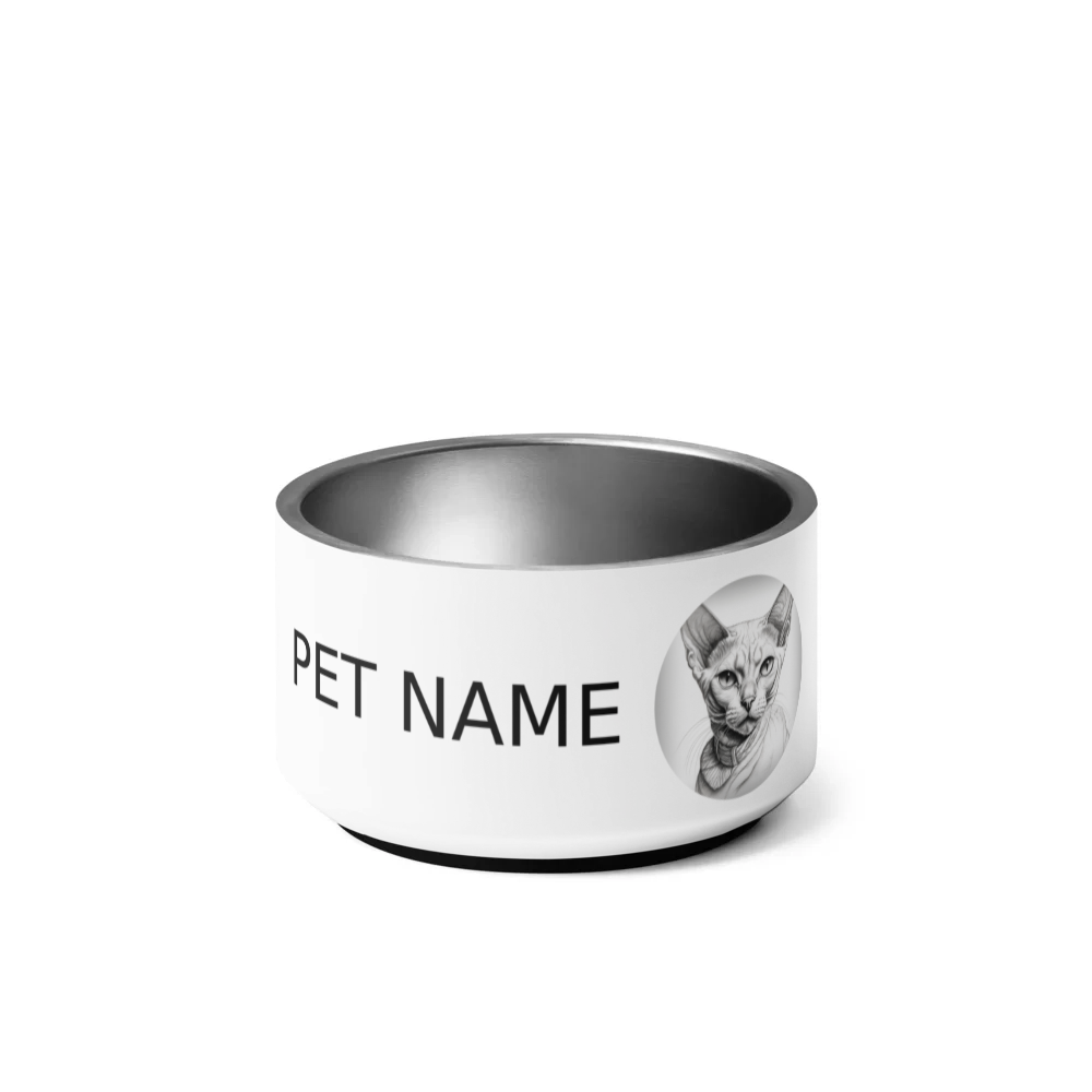 PugMug Custom White Devon Rex Cat Pet Bowl