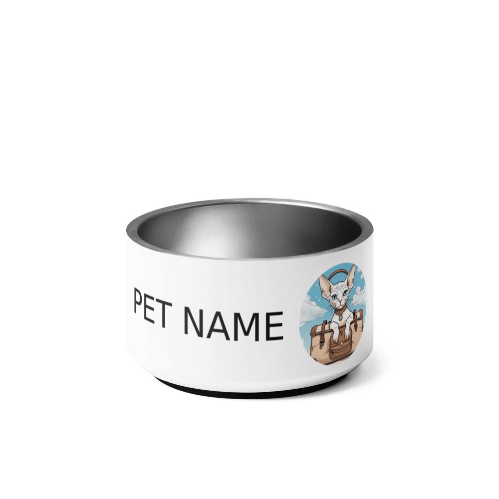 PugMug Custom White Sphynx Cat Pet Bowl