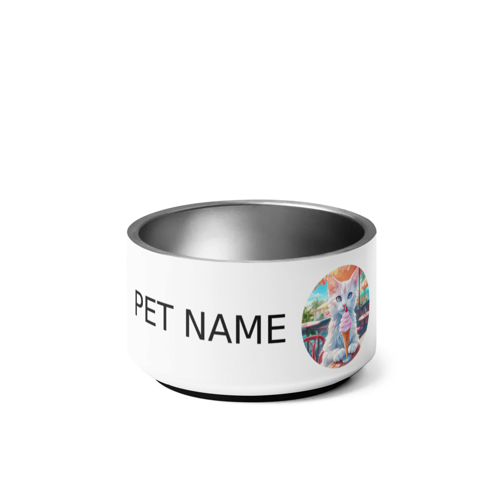 PugMug Custom White Companion Cat Pet Bowl
