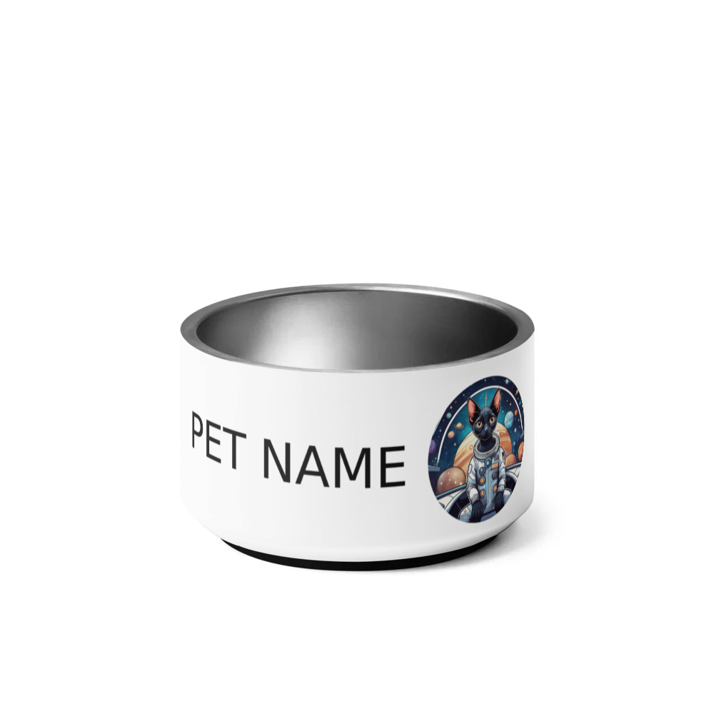 PugMug Custom Black Devon Rex Cat Pet Bowl