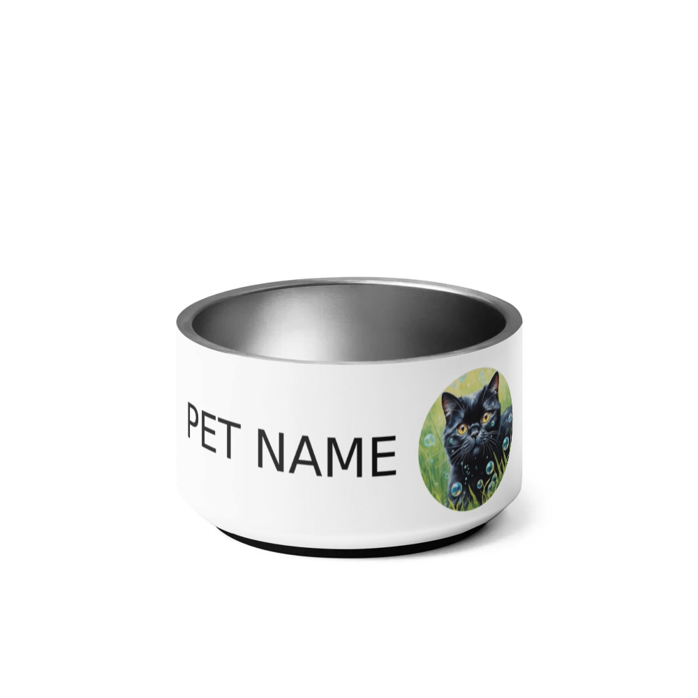 PugMug Custom Black Scottish Fold Cat Pet Bowl
