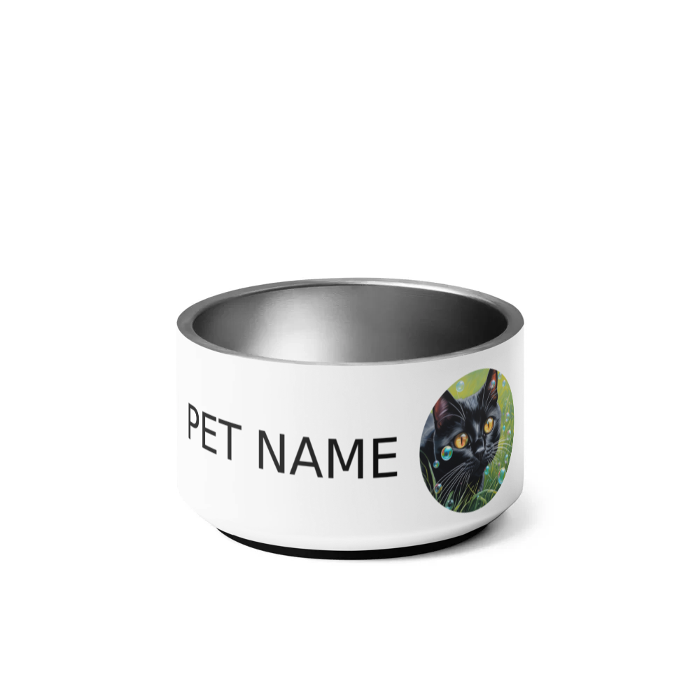 PugMug Custom Black American Shorthair Cat Pet Bowl