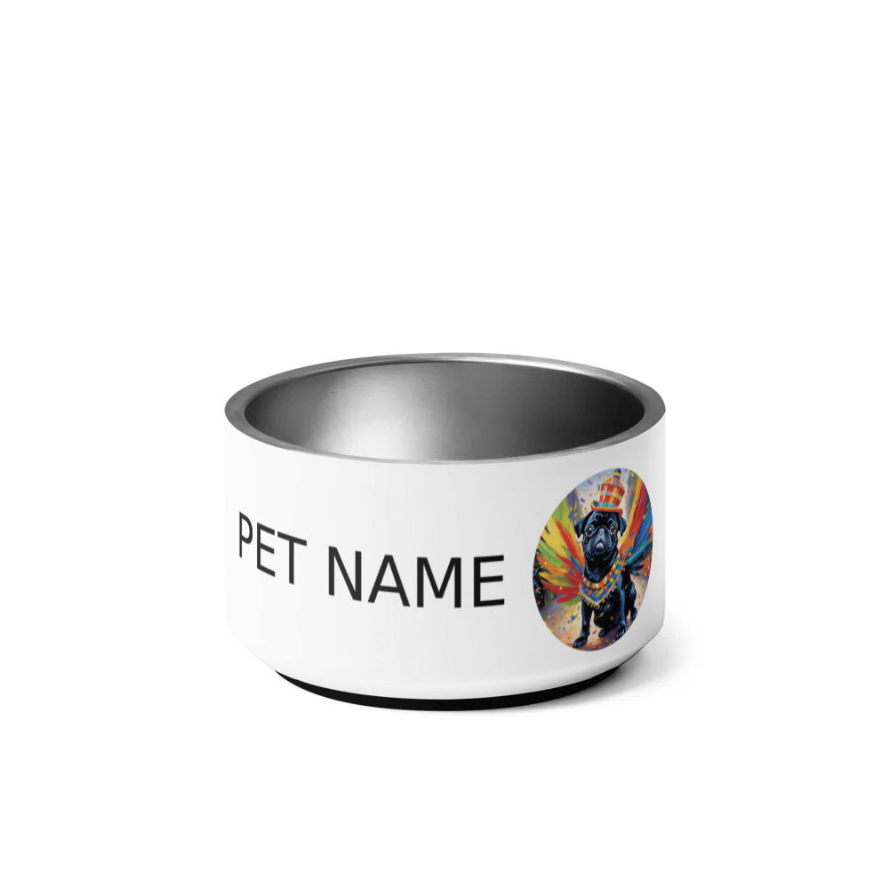 PugMug Custom Black Pug Pet Bowl