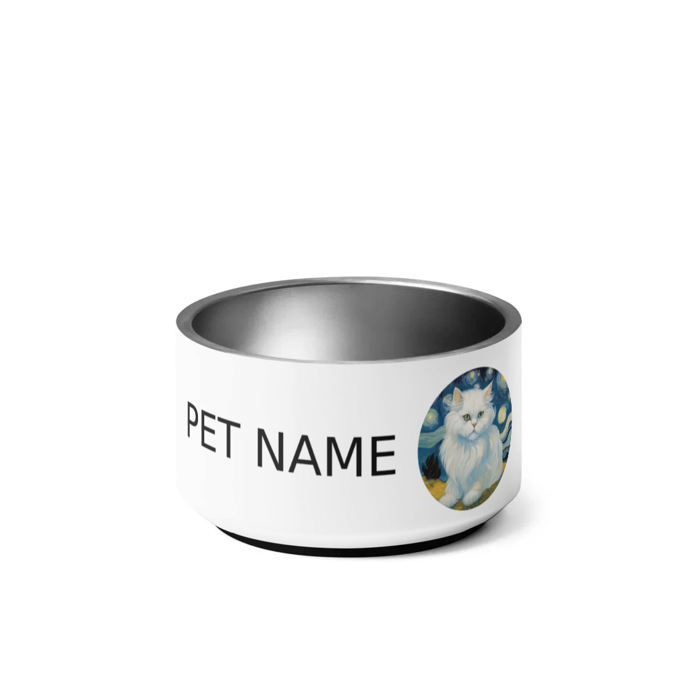 PugMug Custom White Persian Cat Pet Bowl