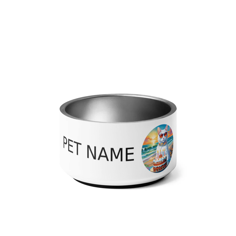 PugMug Custom White Companion Cat Pet Bowl