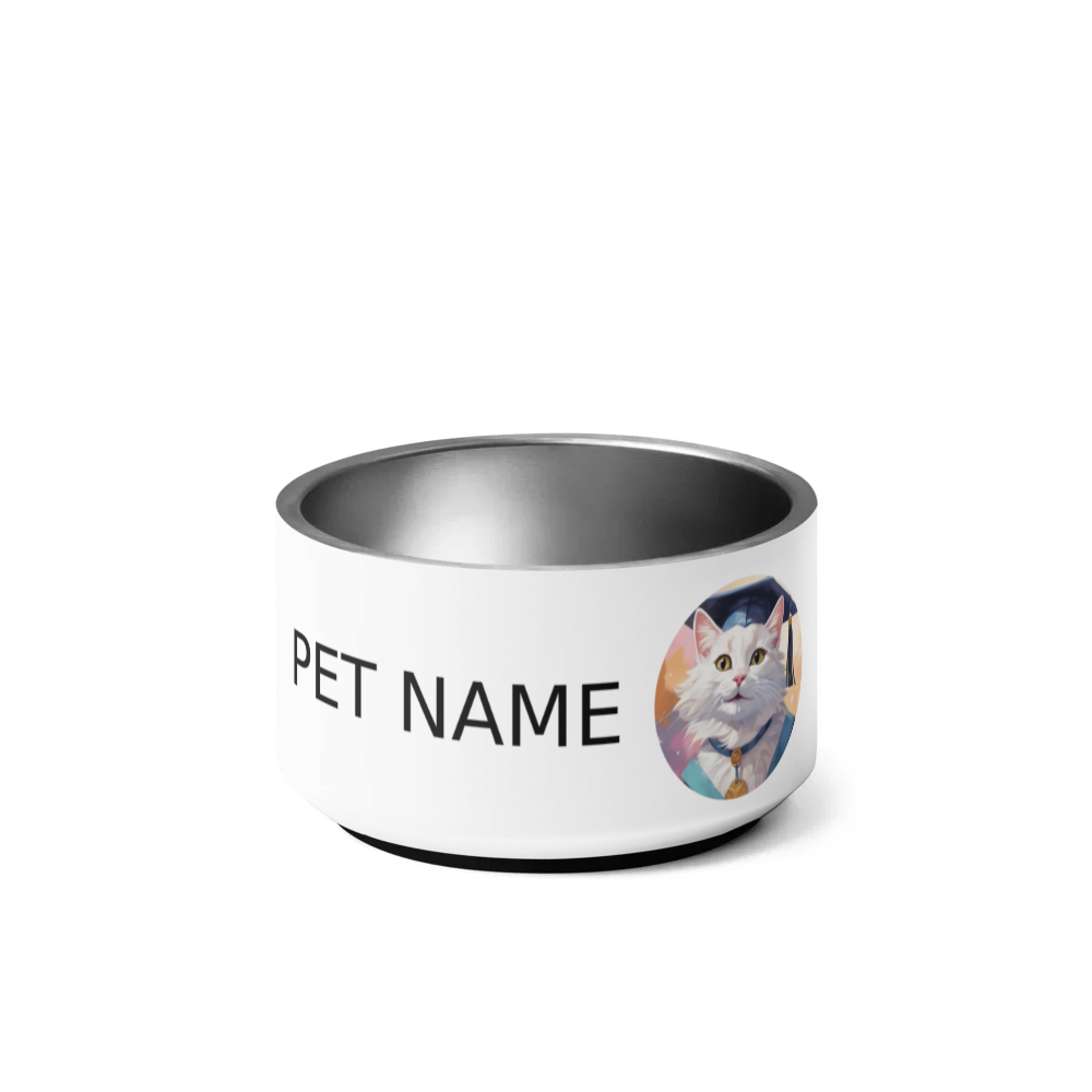 PugMug Custom White Companion Cat Pet Bowl