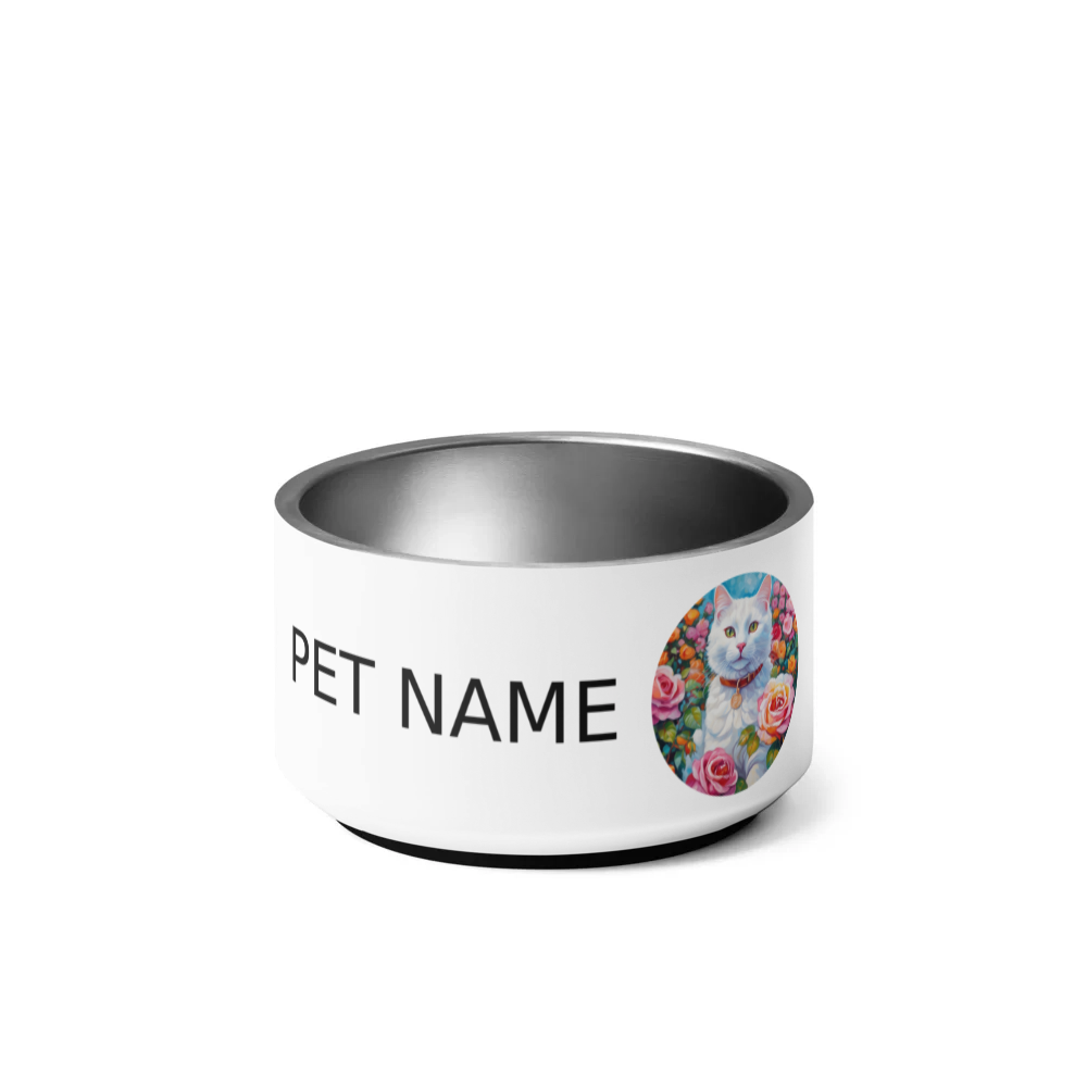 PugMug Custom White Companion Cat Pet Bowl