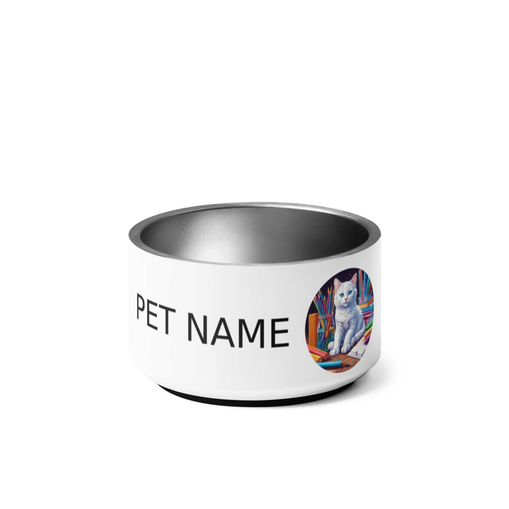 PugMug Custom White Companion Cat Pet Bowl