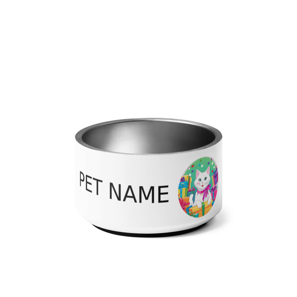 PugMug Custom White Companion Cat Pet Bowl