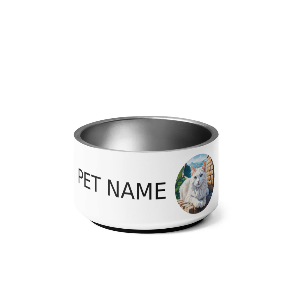 PugMug Custom White Companion Cat Pet Bowl