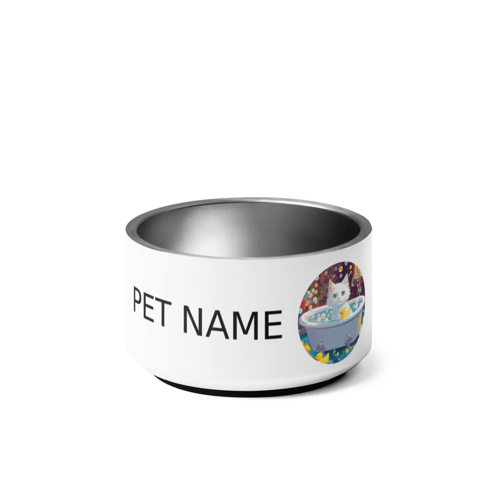 PugMug Custom White Companion Cat Pet Bowl