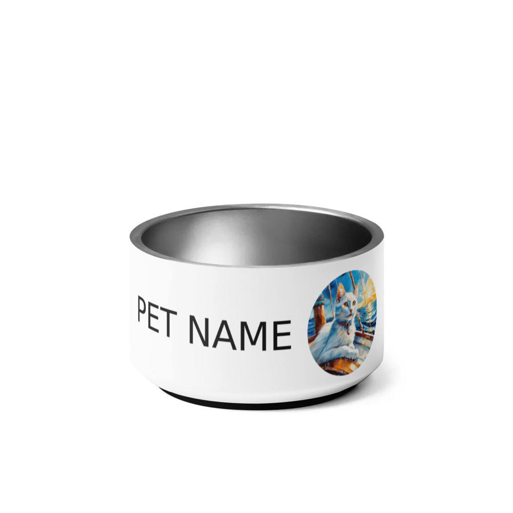 PugMug Custom White Companion Cat Pet Bowl