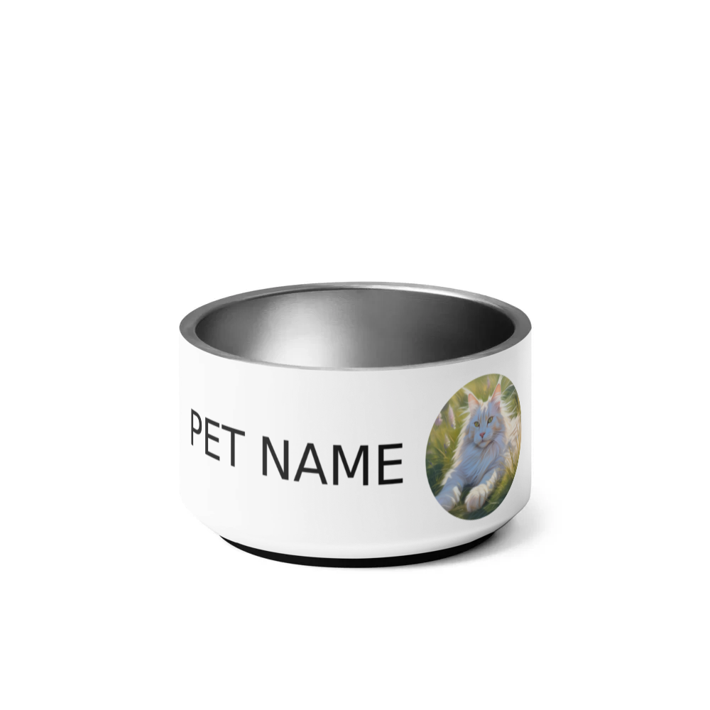 PugMug Custom White Maine Coon Cat Pet Bowl