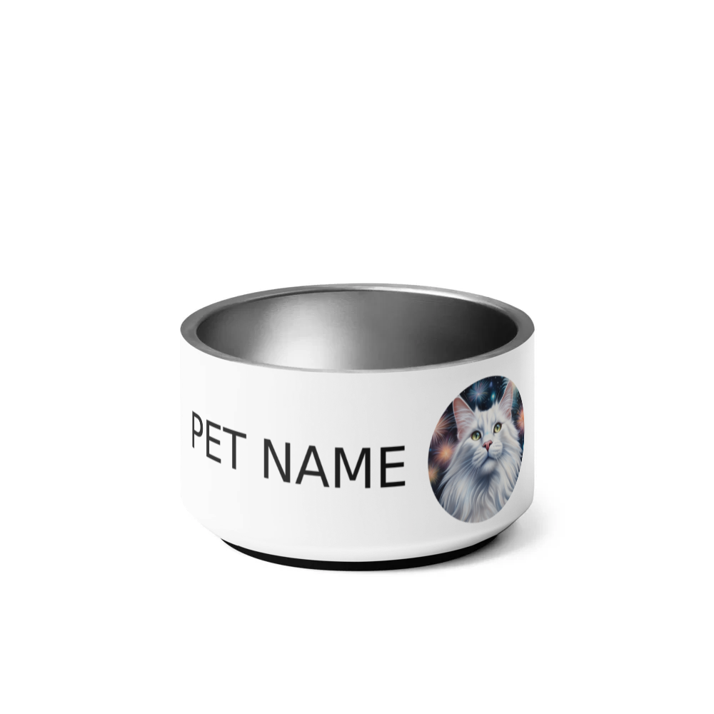 PugMug Custom White Maine Coon Cat Pet Bowl