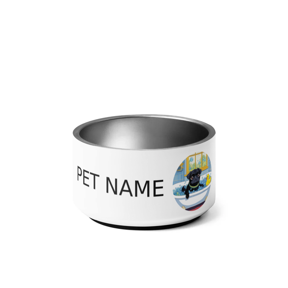 PugMug Custom Black Pug Pet Bowl