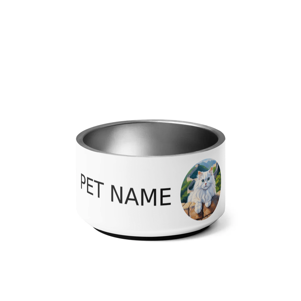 PugMug Custom White Persian Cat Pet Bowl