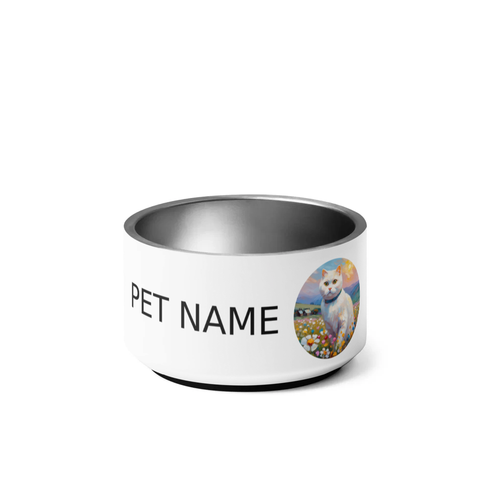 PugMug Custom White Scottish Fold Cat Pet Bowl