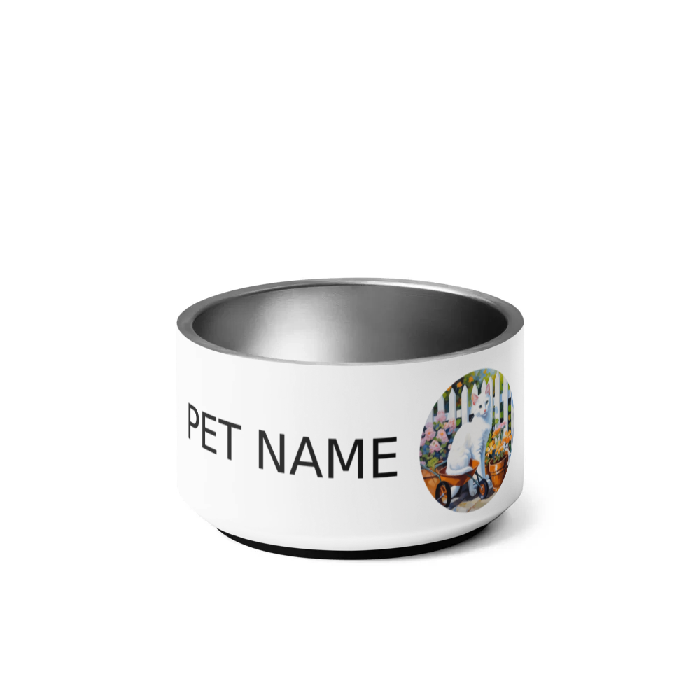 PugMug Custom White Companion Cat Pet Bowl