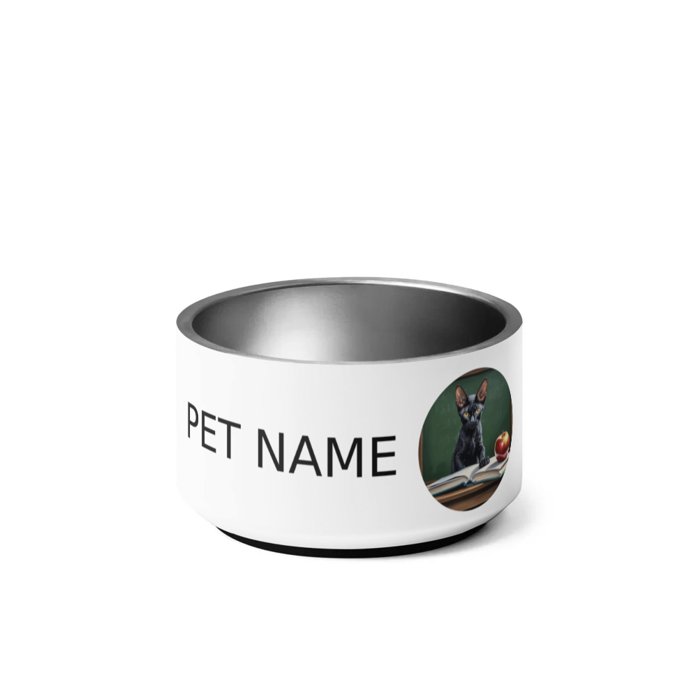PugMug Custom Black Devon Rex Cat Pet Bowl