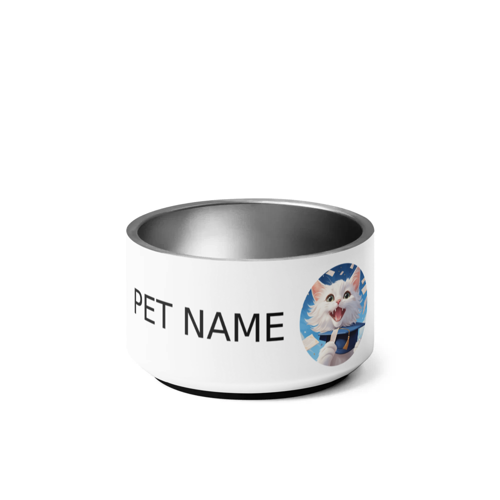 PugMug Custom White Companion Cat Pet Bowl