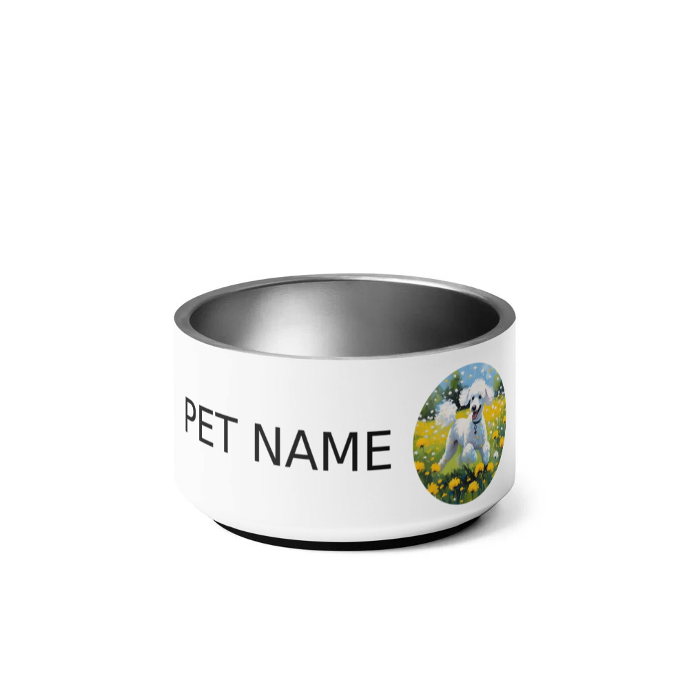 PugMug Custom White Poodle Pet Bowl