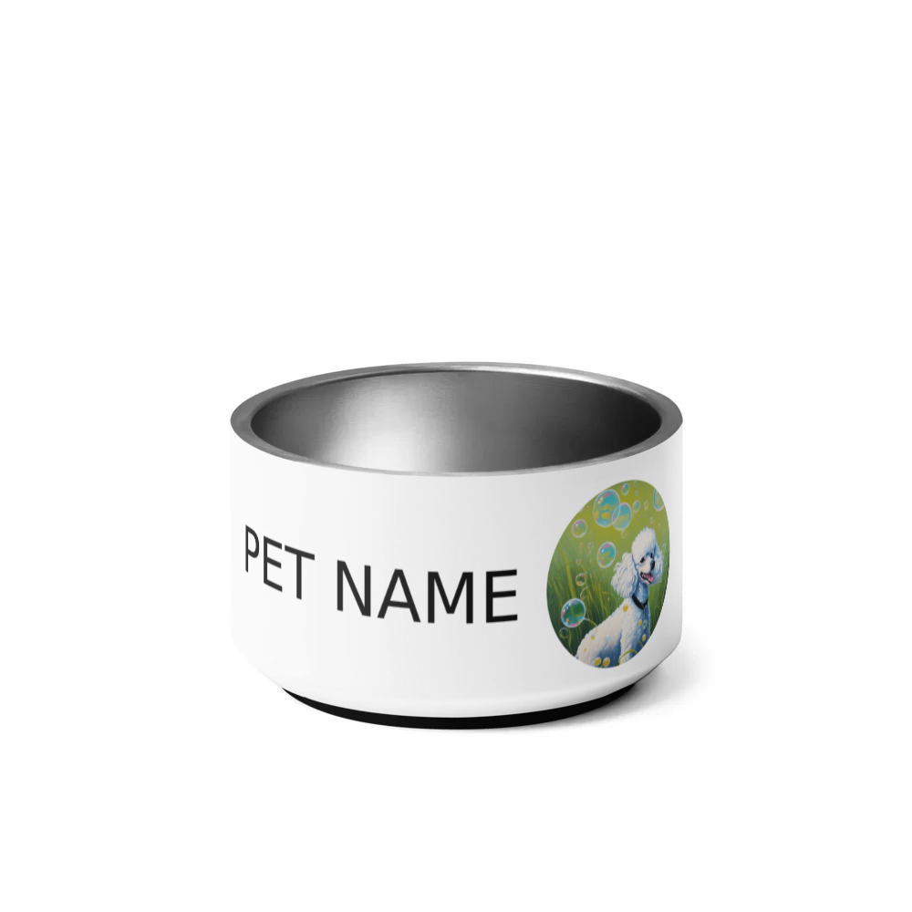 PugMug Custom White Poodle Pet Bowl