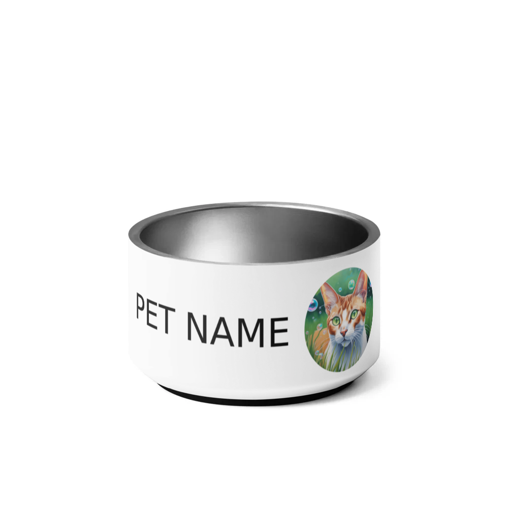 PugMug Custom White Abyssinian Cat Pet Bowl