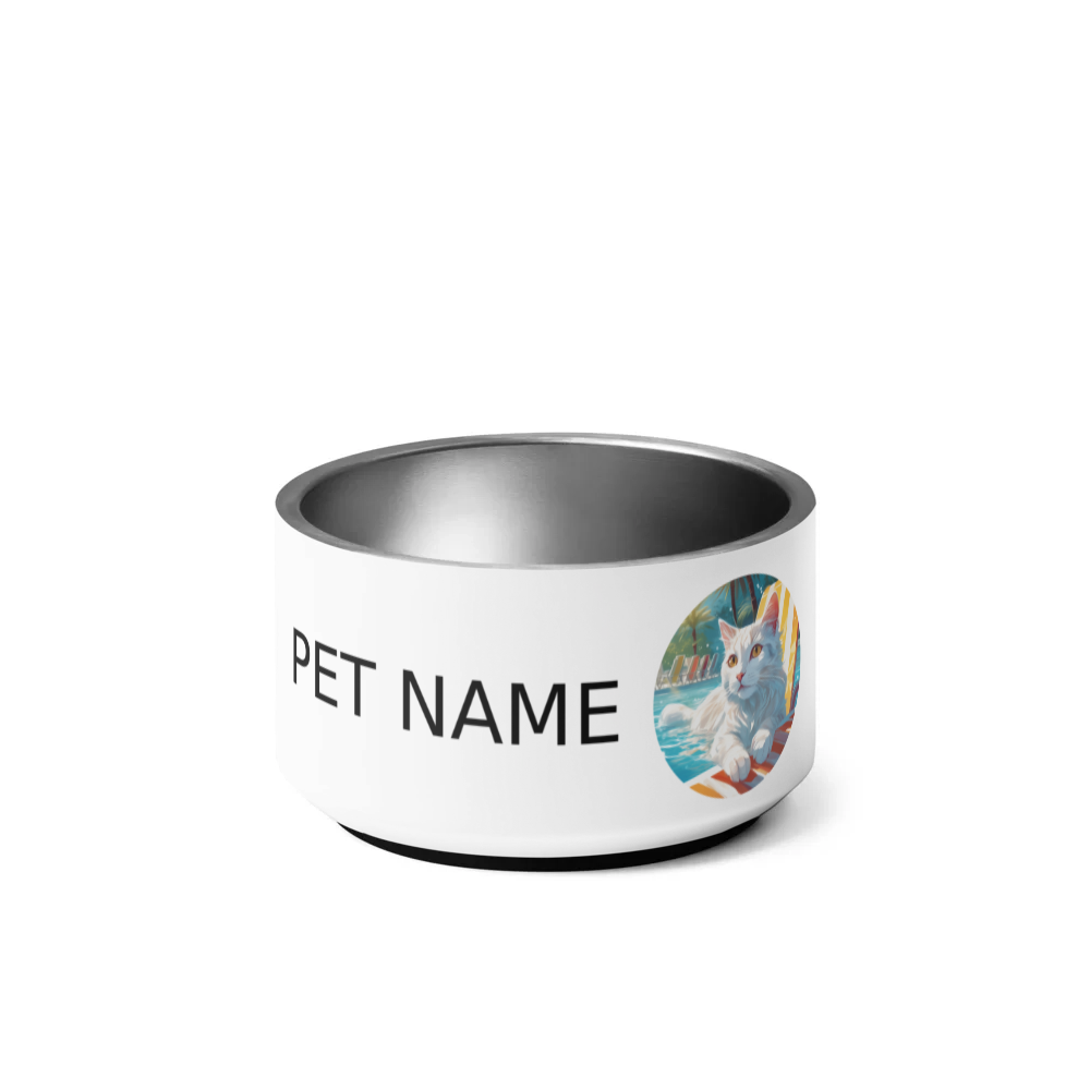 PugMug Custom White Companion Cat Pet Bowl