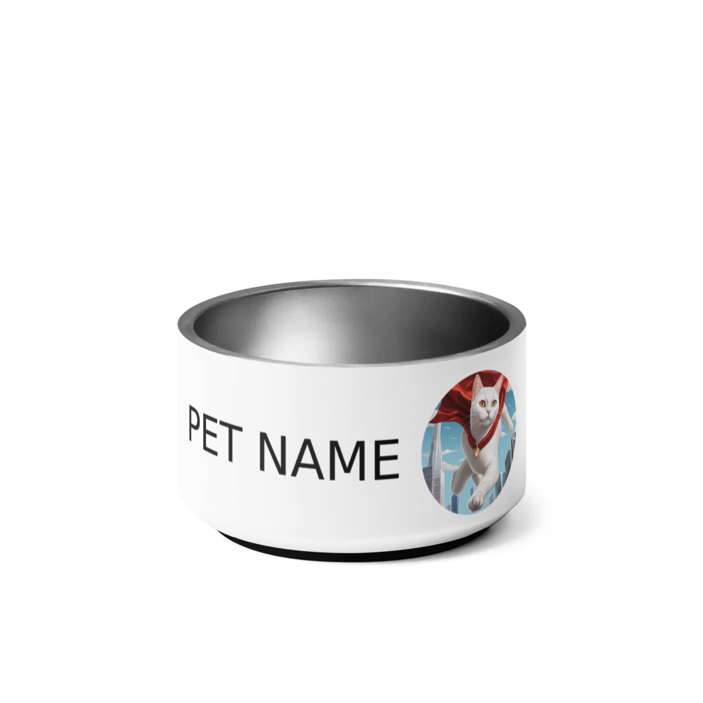 PugMug Custom White Companion Cat Pet Bowl
