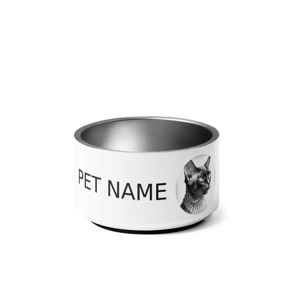 PugMug Custom Black Devon Rex Cat Pet Bowl