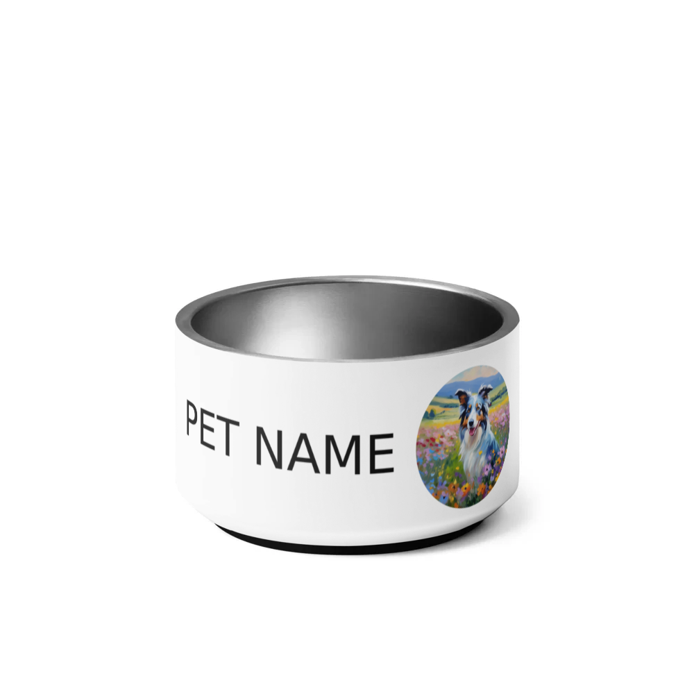PugMug Custom Blue Merle Border Collie Pet Bowl