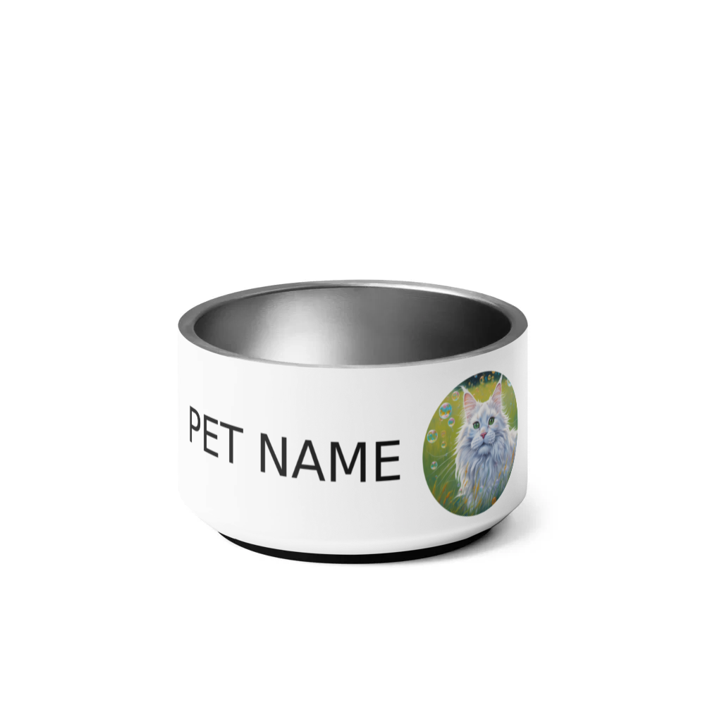 PugMug Custom White Maine Coon Cat Pet Bowl