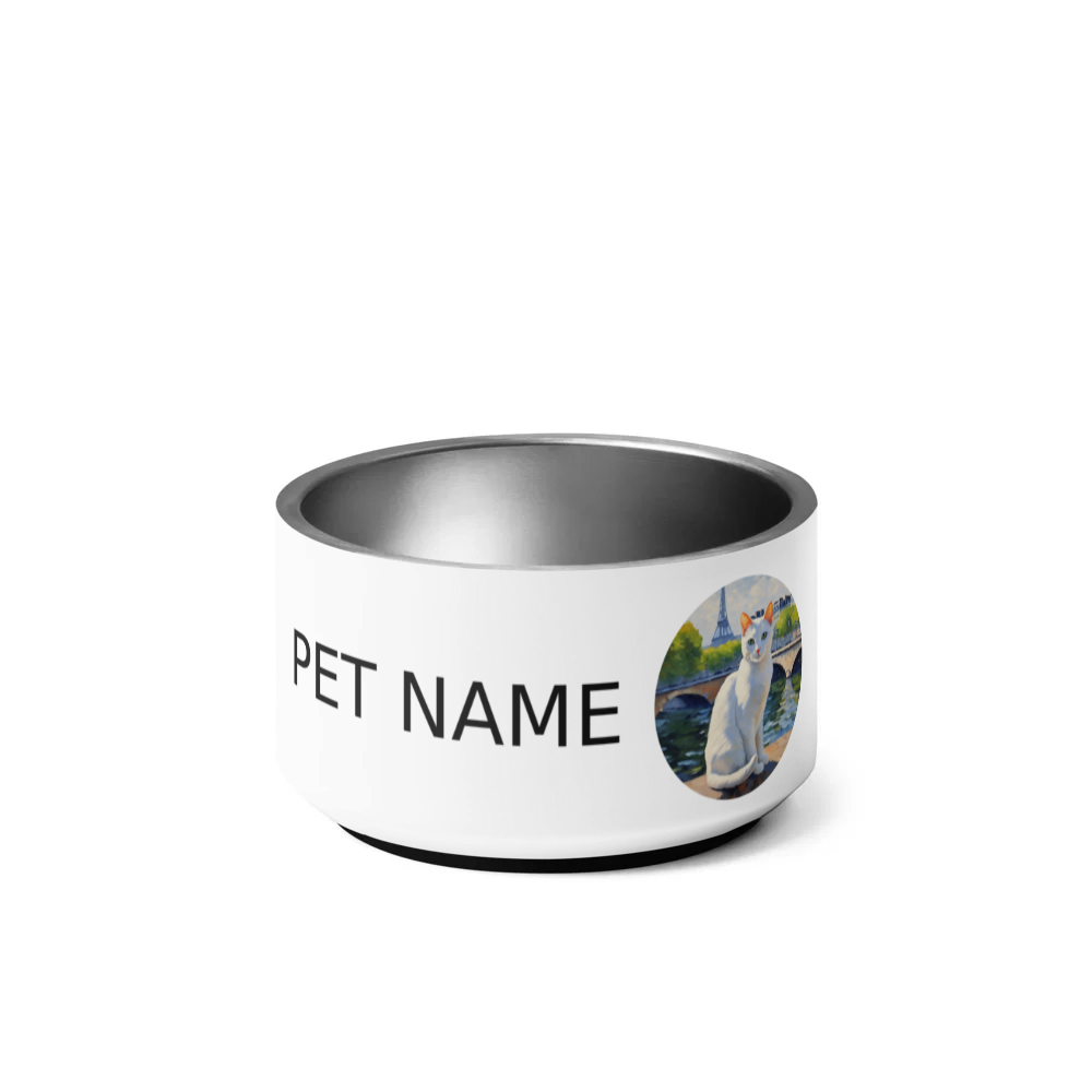 PugMug Custom White Companion Cat Pet Bowl
