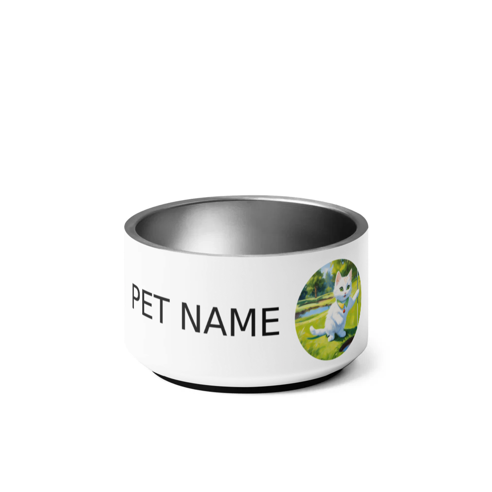 PugMug Custom White Companion Cat Pet Bowl