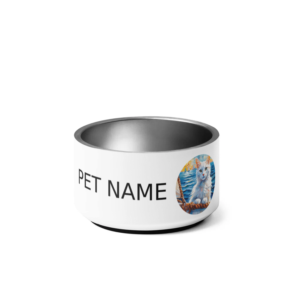 PugMug Custom White Companion Cat Pet Bowl