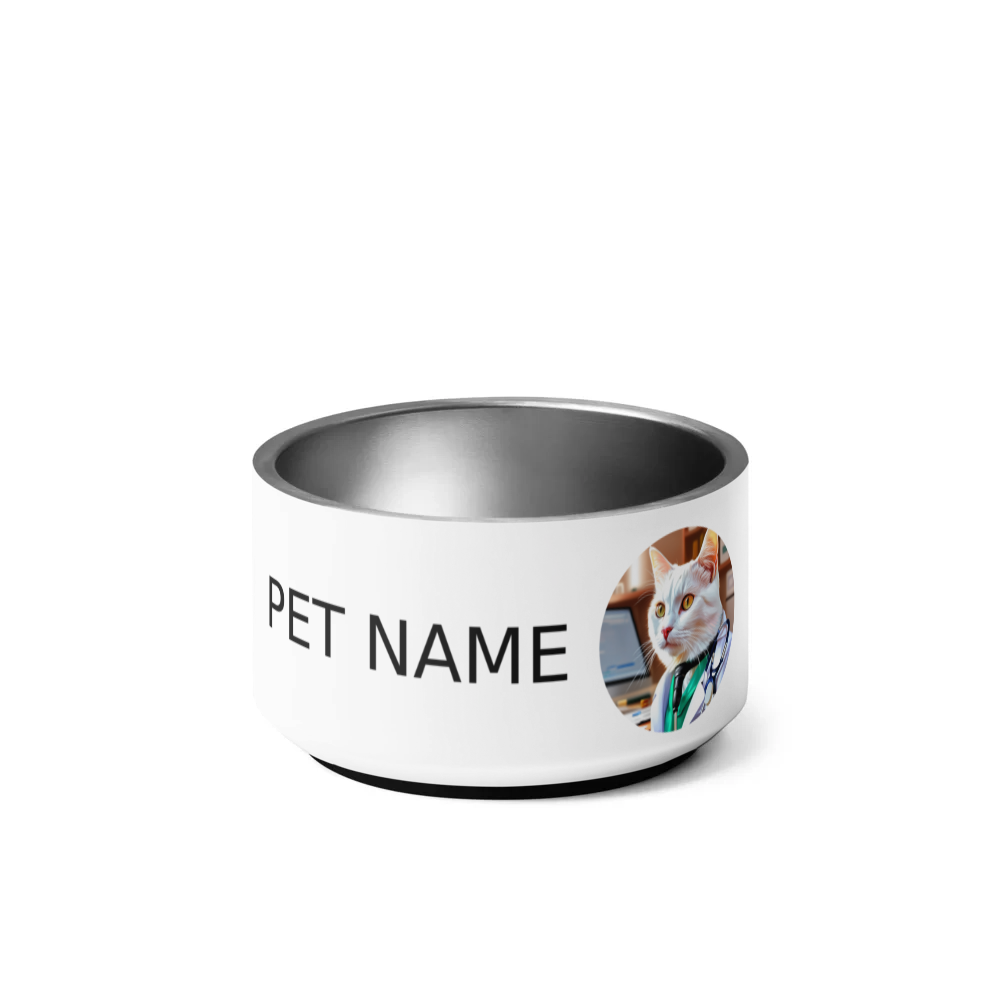PugMug Custom White Companion Cat Pet Bowl