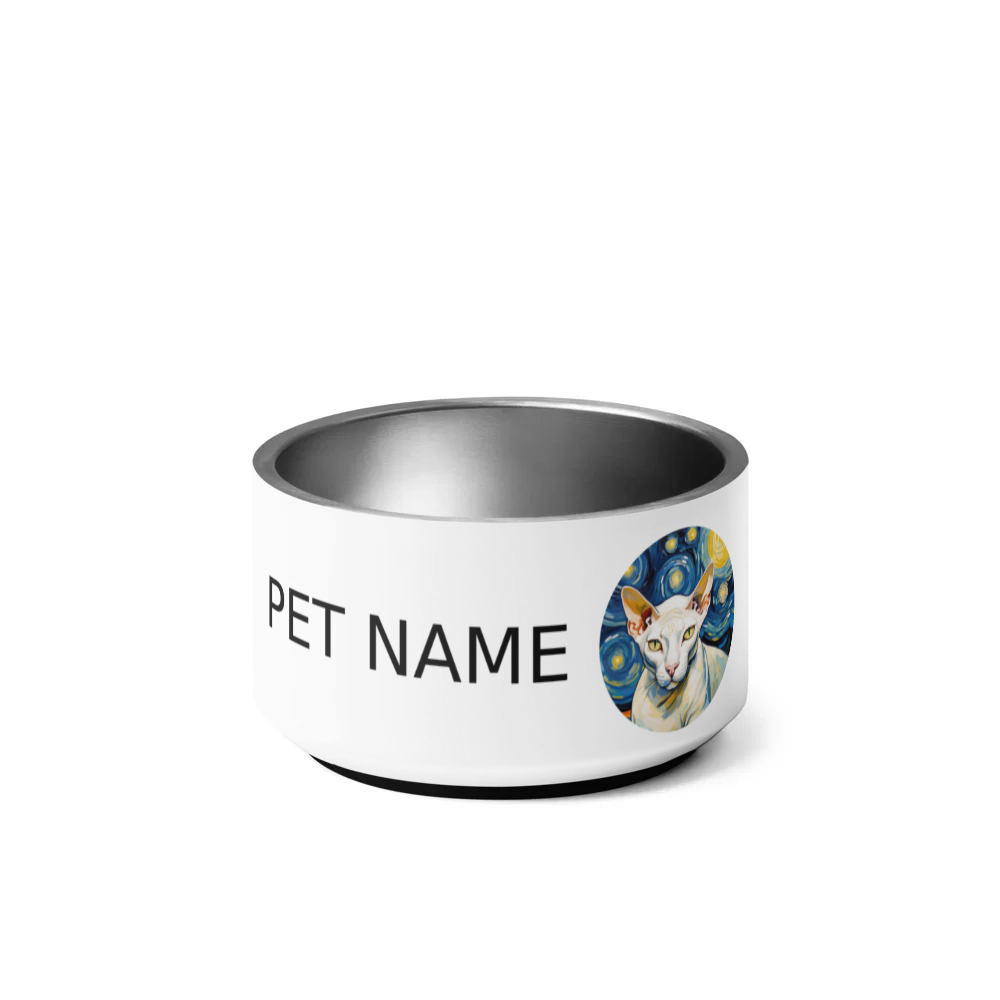 PugMug Custom White Sphynx Cat Pet Bowl