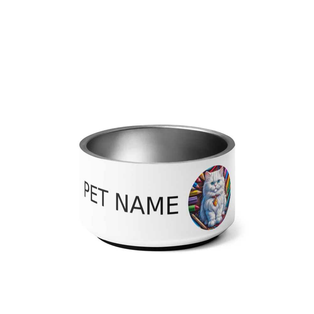 PugMug Custom White Persian Cat Pet Bowl