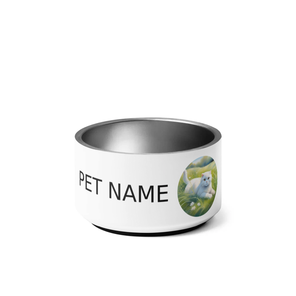 PugMug Custom White Scottish Fold Cat Pet Bowl