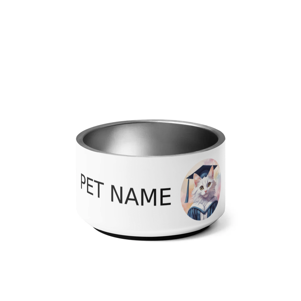 PugMug Custom White Companion Cat Pet Bowl