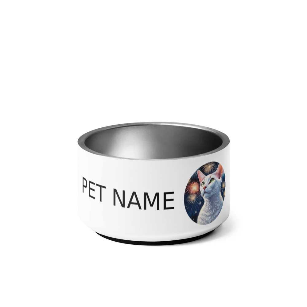 PugMug Custom White Devon Rex Cat Pet Bowl