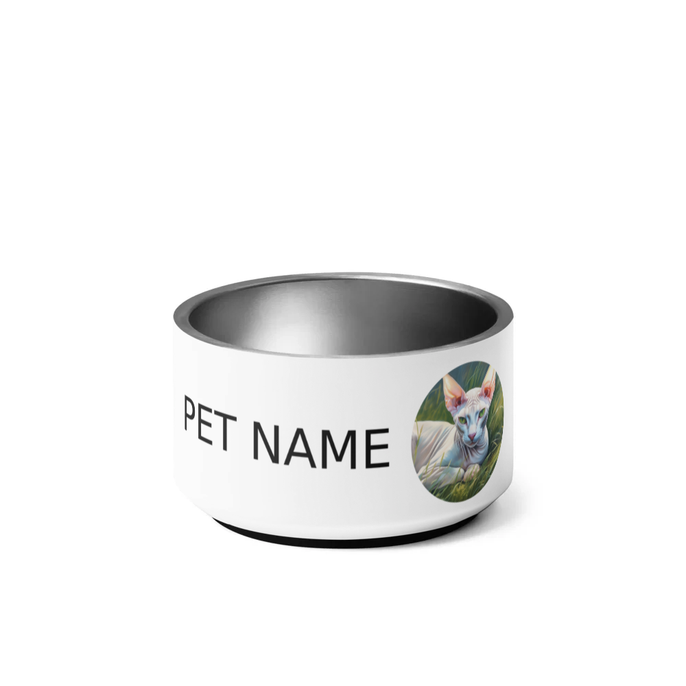 PugMug Custom White Sphynx Cat Pet Bowl