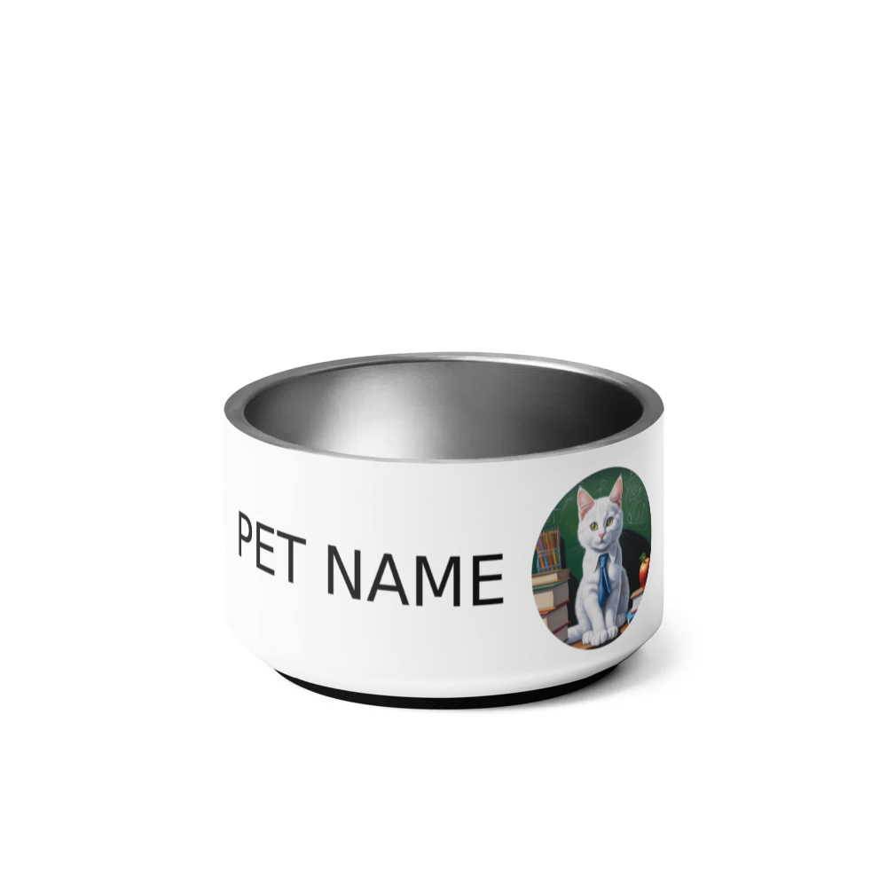 PugMug Custom White Companion Cat Pet Bowl