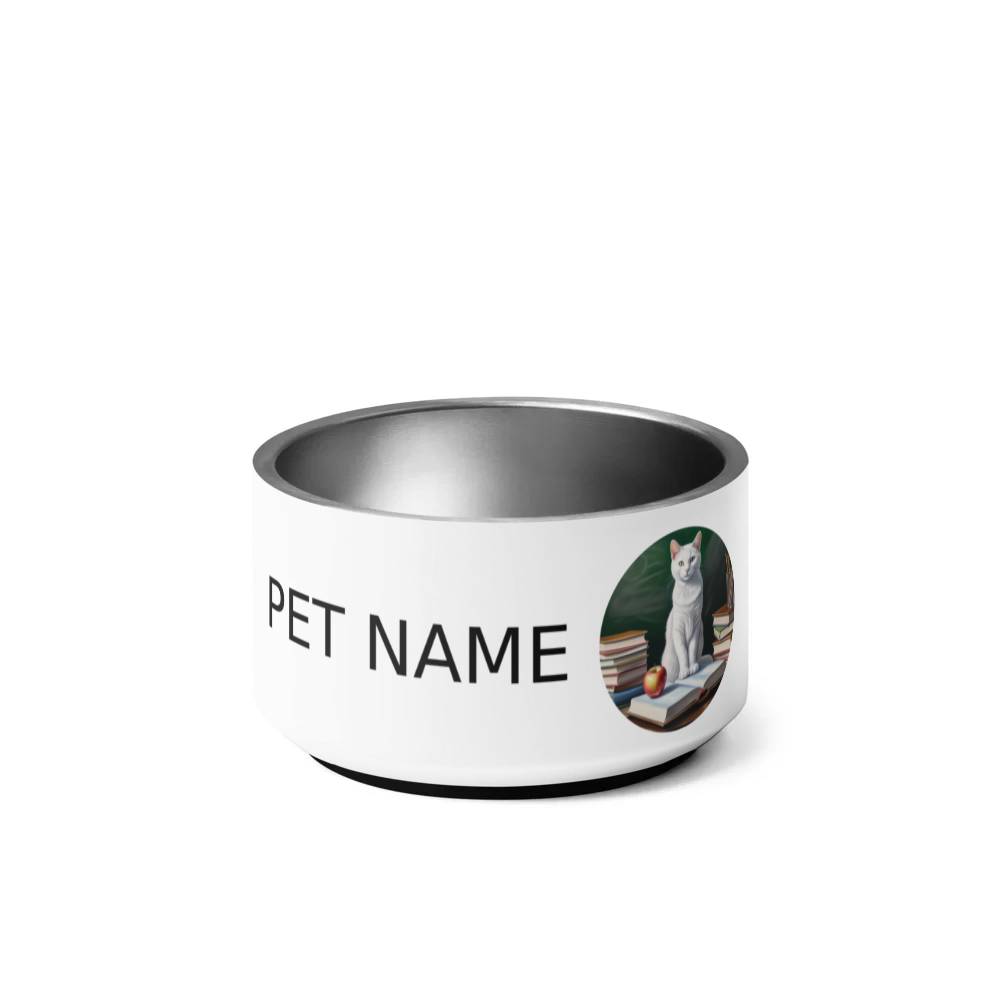 PugMug Custom White Companion Cat Pet Bowl