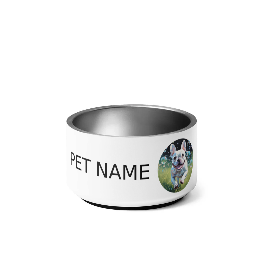 PugMug Custom White French Bulldog Pet Bowl